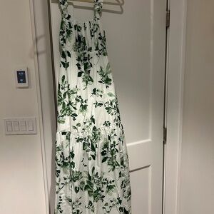 Abercrombie & Fitch White Dress with Green Floral maxi